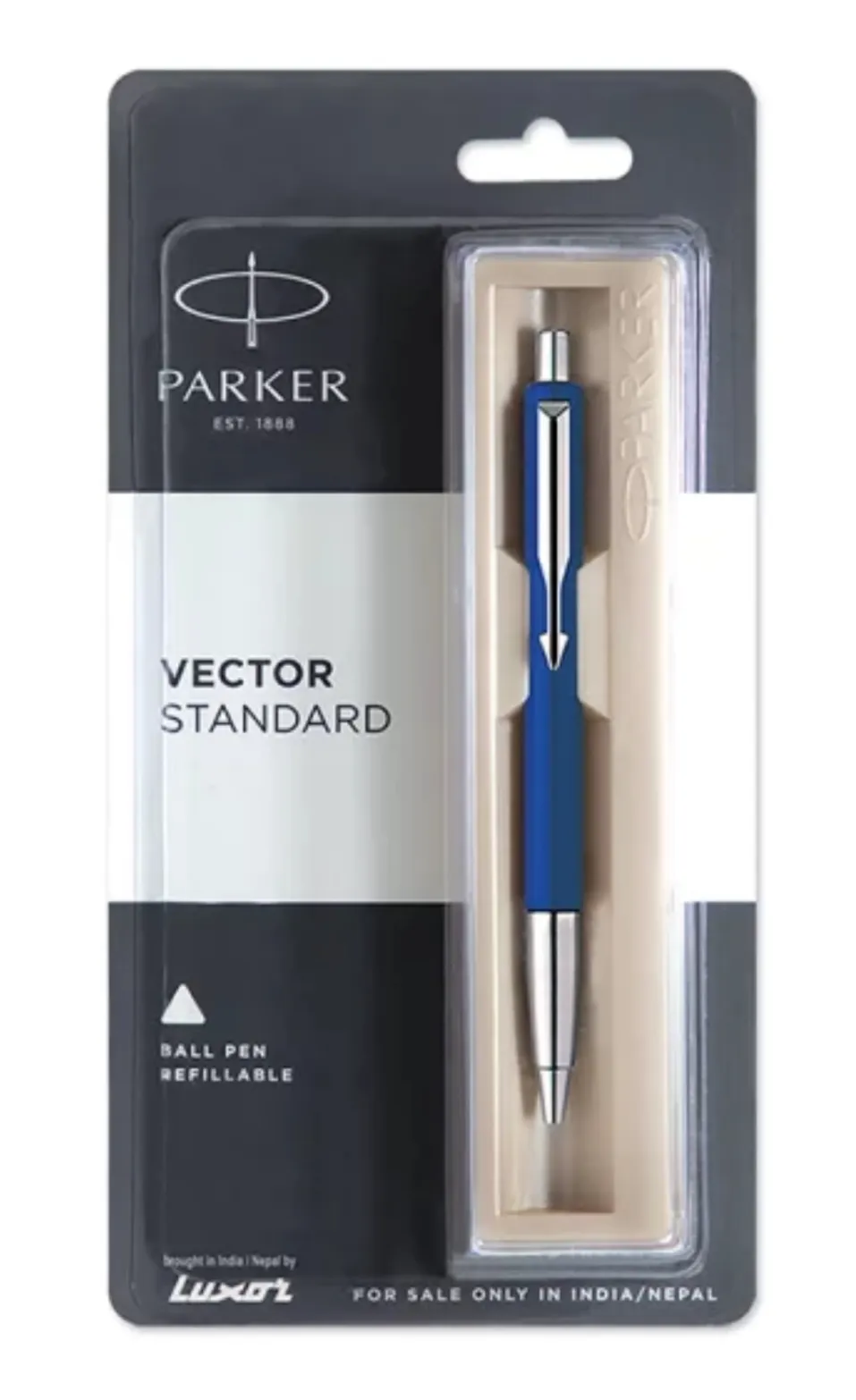 Parker Vector Standard Chrome Trim Ball Pen (Pack of 1) Blue